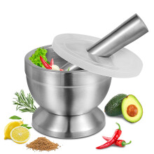 304 Stainless Steel Mortar and Pestle Set with NonSlip Base for Herbs, Spices and Easy Cleaning