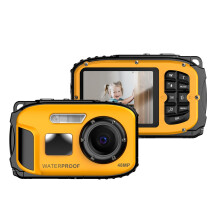 Kids Waterproof Camera 48MP 1080P Underwater Digital Camera with Auto Focus 4X Zoom Flash Yellow