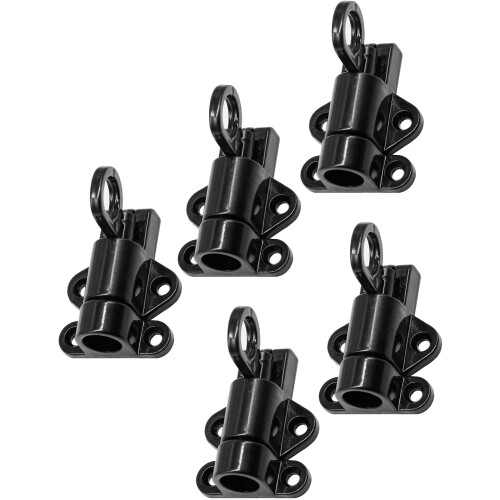 Door Latch Automatic SelfClosing Black Aluminum Alloy Spring Latch with Pull Ring 5Pcs 2