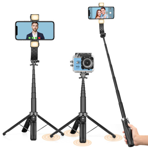 Selfie Stick Tripod with Wireless Remote, 40 Inch Extendable Phone Stand for iPhone and Android