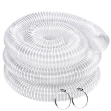 2.5 Inch x 10 Ft Clear PVC Dust Collection Hose Heavy Duty Puncture Resistant with Clamps