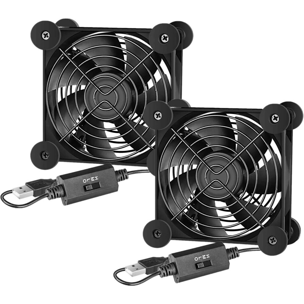 2Pack 120Mm Quiet Usb Cooling Fan With Multispeed Control For Router Gaming Console And Pc 9053599155324