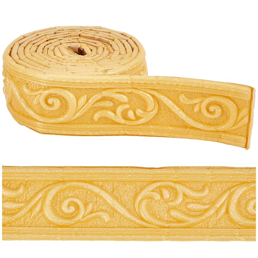 Gold 3D Peel And Stick Crown Molding, Flexible Waterproof Self Adhesive Wall Trim 7.38Ft 9174973489894