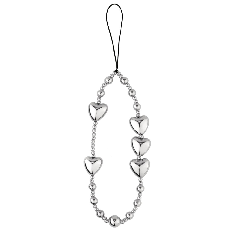 Beaded Phone Strap Bracelet With Stylish Antilost Design For Women, Loving Heart Charm Lanyard 9053599155911