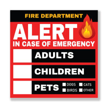 Firefighter Safety Sticker 4 Pack Weatherproof Vinyl Emergency Rescue Decal for Windows and Doors