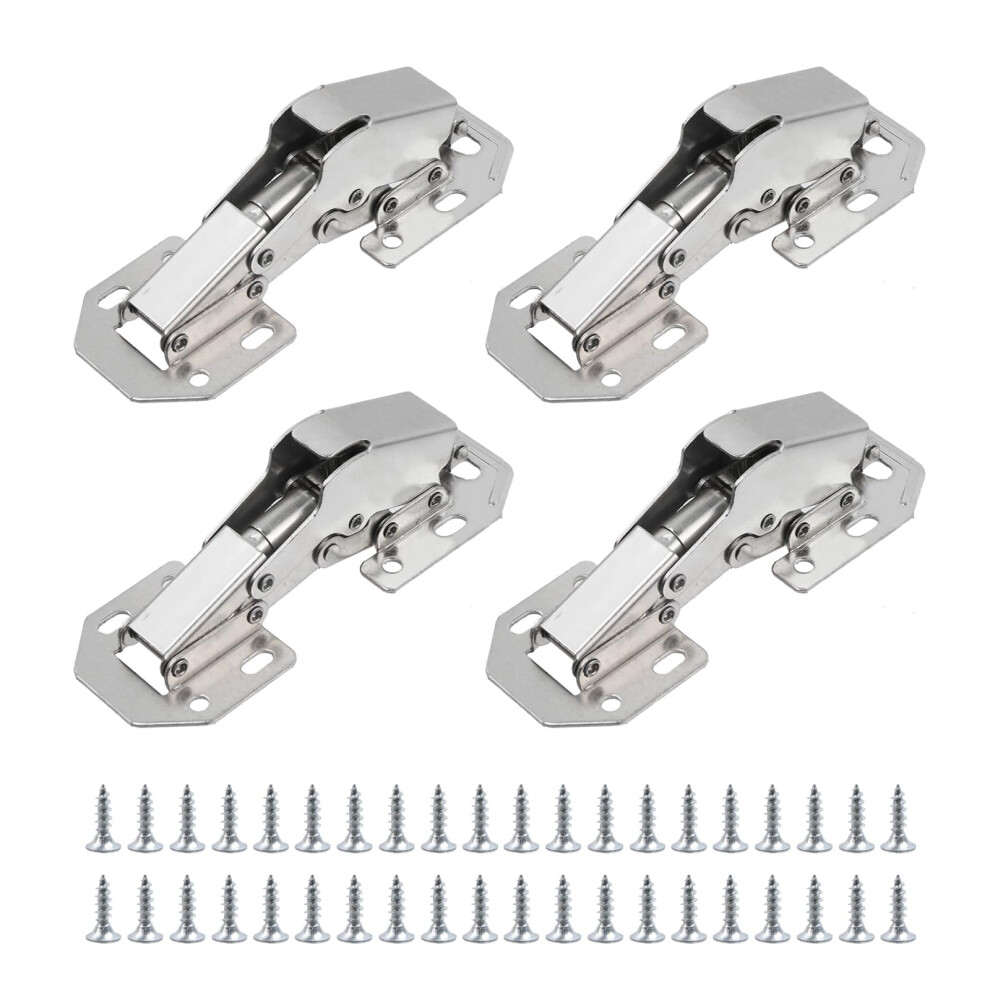 4.43 Inch Concealed Selfclosing Cabinet Hinges 90 Stainless Steel For Frameless Kitchen Doors, 4Pcs 9174973490128
