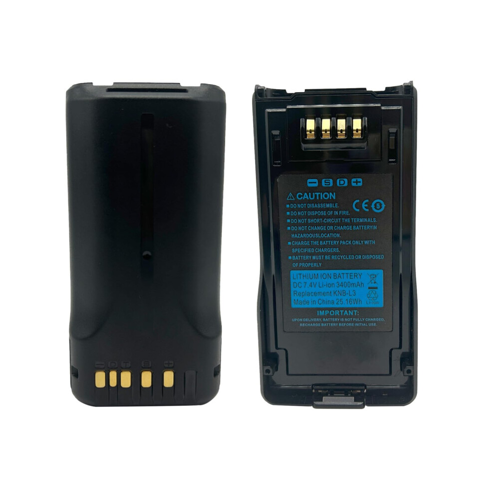 Two Way Radio Battery Replacement Knbl3 3400Mah Liion For Kenwood Nx5000 Tk5230 2 Pack 9044945407983