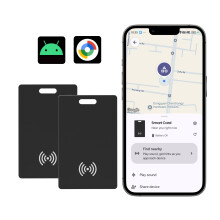 Android Bluetooth Wallet Tracker Card 2 Pack, Compatible with Google Find Hub, Wireless Charging, IP68 Waterproof
