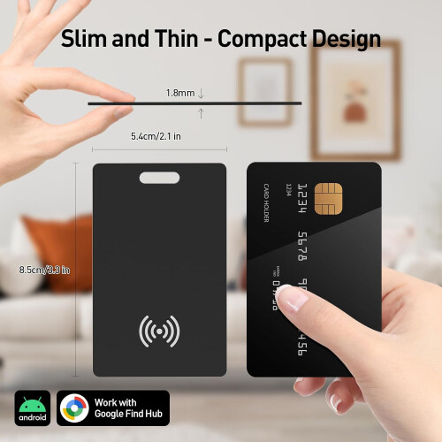 Android Bluetooth Wallet Tracker Card 2 Pack, Compatible with Google Find Hub, Wireless Charging, IP68 Waterproof 1