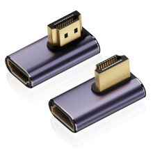 8K HDMI 2.1 Right Angle Adapter 2 Pack, 90 and 270 Aluminum Male to Female Connector for 60Hz Video