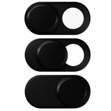 Webcam Cover Slide 3 Pack Ultra Thin Metal Privacy Protector for Laptop MacBook iPad iPhone Black