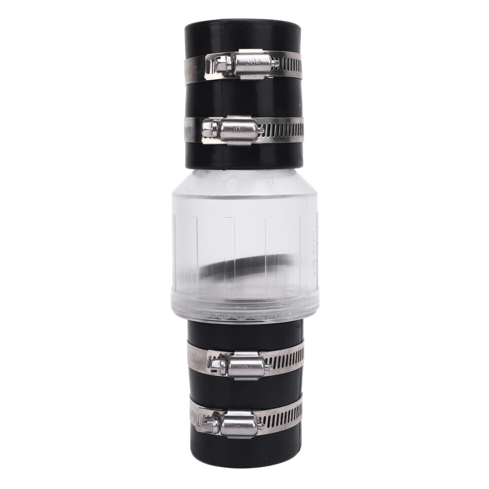 Sump Pump Check Valve With Quiet Springloaded Flapper, Clear Body Backflow Prevention, 11/2 Inch Stainless Steel 9044945408164