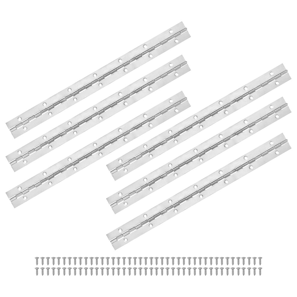 6Pack 14 Inch Stainless Steel Piano Hinges With Screws, Rustproof Continuous Cabinet Hinge 9044945408300