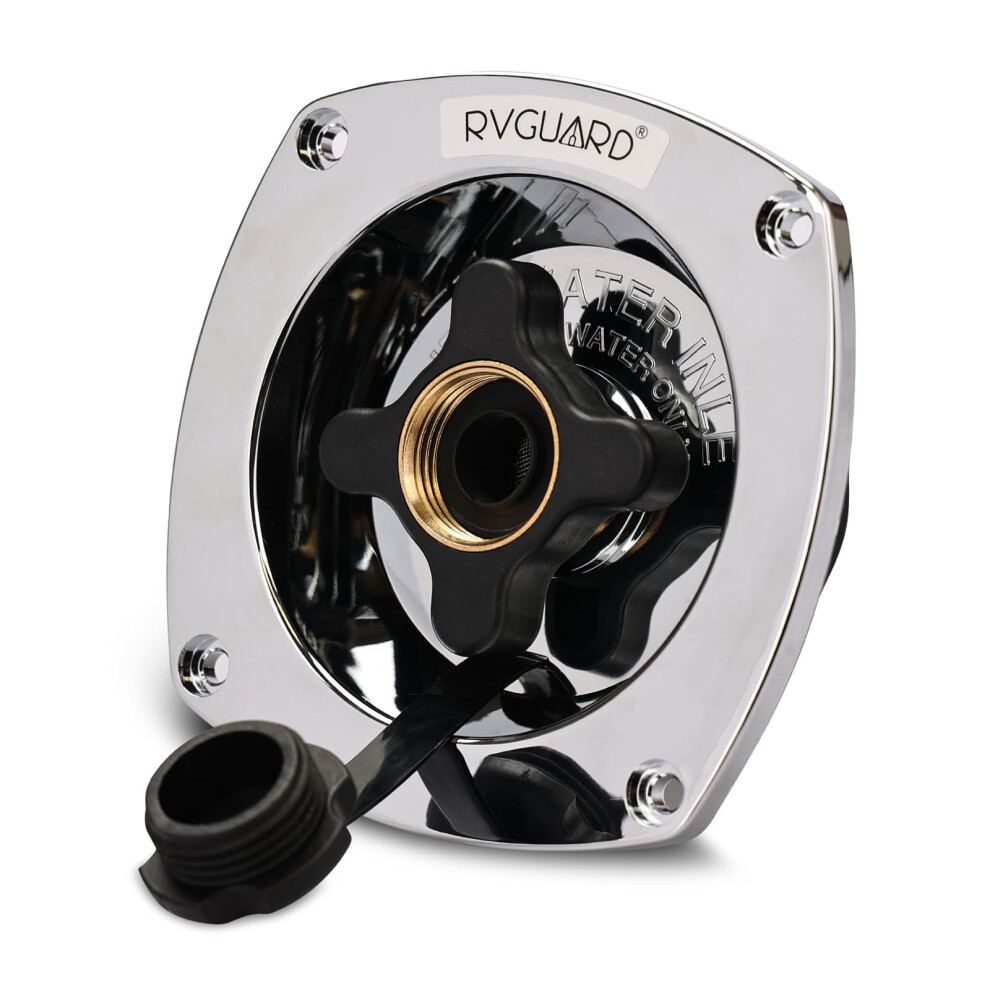 Rv City Water Inlet With Pressure Regulator And Check Valve, Chrome Wall Mount For Camper Trailer Marine 9174973490685