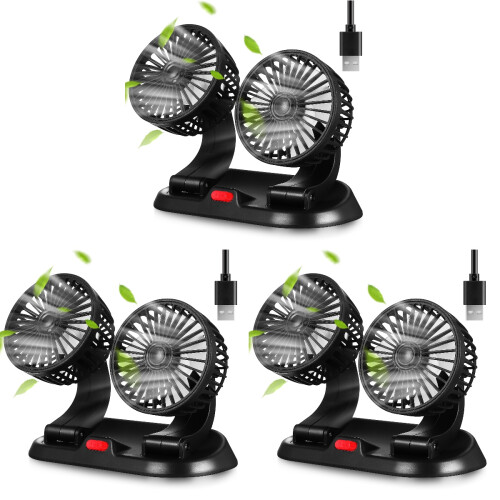 3St USB Kop Ventilator Auto Oplaadbaar Koeling 1