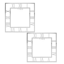 6Pcs Stylish Silver Square Mirror Clock Stickers for Bedroom Decor