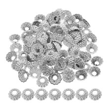 500Pcs Silver Hollow Round Ornament Caps for Christmas DIY Decor