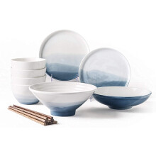 Porcelain Dinnerware Set Service for 6 with Plates and Bowls, Elegant Modern Tableware for Family Meals