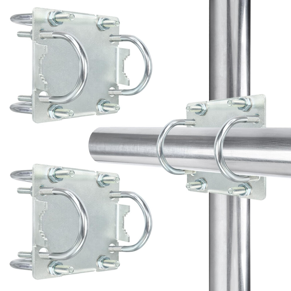 2 Sets Heavy Duty Antenna Mast Mounting Bracket Kit With U Bolts For 12 Inch Od Poles, Weatherproof Galvanized Finish 9044945408485