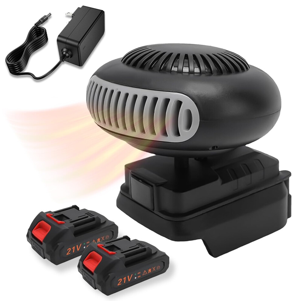 Battery Operated Space Heater With Fast Defogging, Rechargeable Portable Car Heater For Camping, Antitilt Safety, Quiet Heating, 2 Batteries 9044945408775