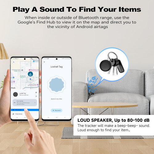 Bluetooth Key Finder Smart Item Tracker for Android compatible with Google Find My Device, 200m Range, Black 2