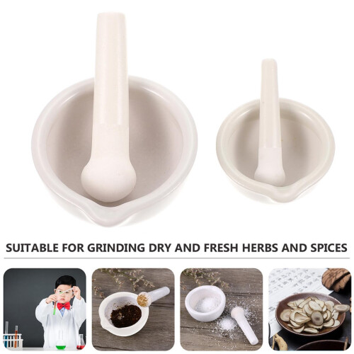 2 Sets Ceramic Mortar and Pestle for Kitchen and Pharmacy, Ergonomic Grip, Easy Clean Surface 1