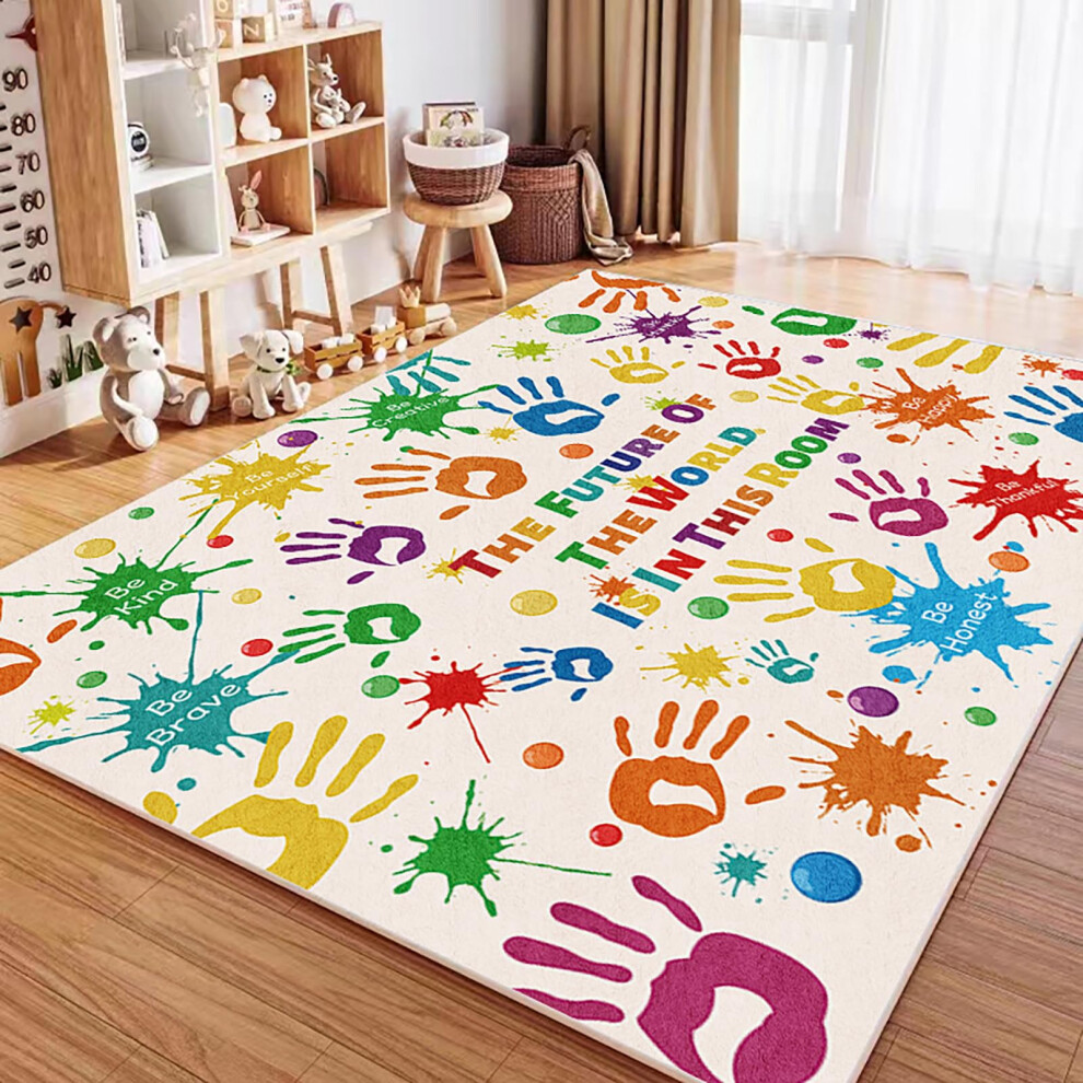 Kids Playroom Rug with UltraSoft Velvet, Washable NonSlip Colorful Area Rug for Nursery Classroom 9'8' x 7'9'