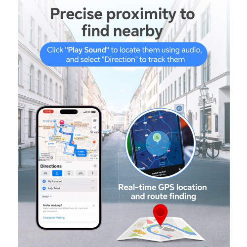 Bluetooth Key Finder with Precise GPS Tracking, IP67 Waterproof Item Locator for Android, Black 2 2