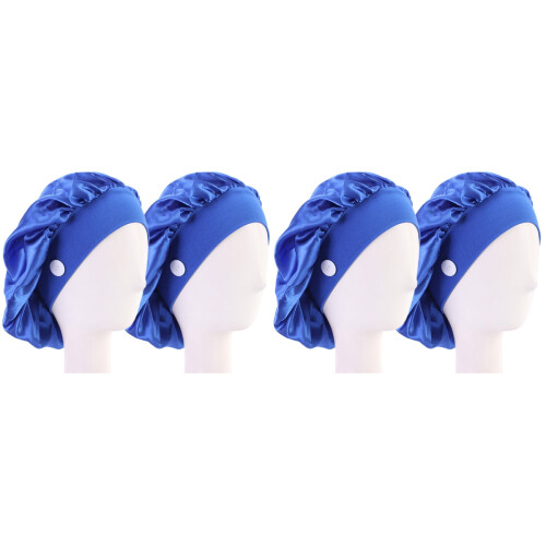 4Stk Blaue Polyester Kappe Turbano Design Elastischer Hut 1