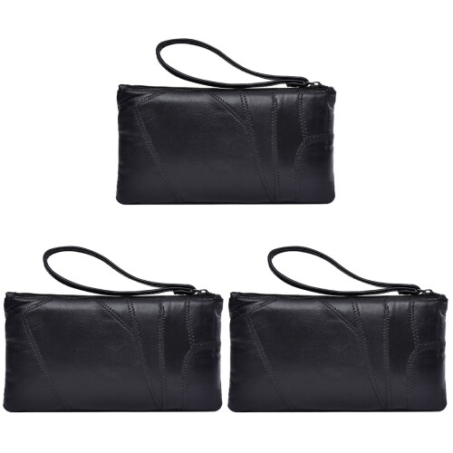 3Stk Schwarze Lederhandtasche Praktisch 1