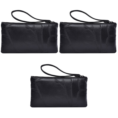 3Stk Schwarze Lederhandtasche Praktisch 2