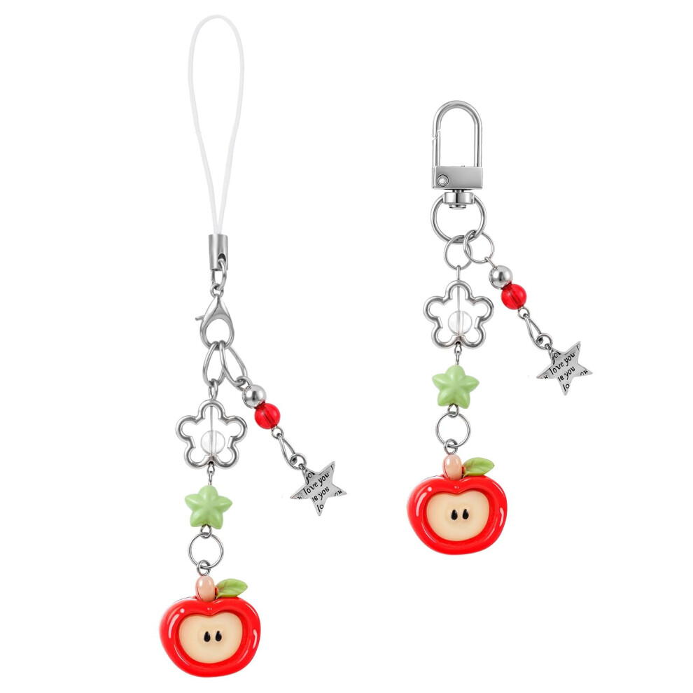 2Pcs Cute Phone Charm And Keychain Strap, Bold Aesthetic Accessory For Handbag Purse Backpack Gifts Red 9053599164777