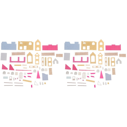 2Stk Rosa Holz Mini DIY Villa Ornament Feines Design 2