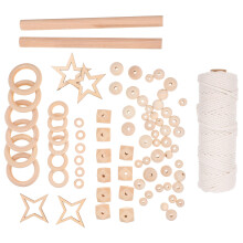 1 set makramee diy materialien wandbehang mit holzstäbchen und -ringen
