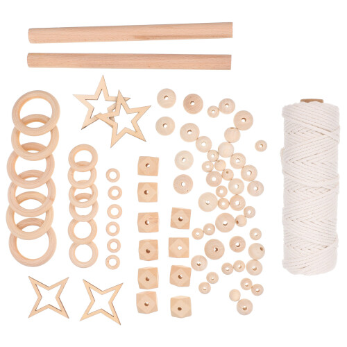 1 set makramee diy materialien wandbehang mit holzstäbchen und -ringen