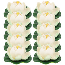 40Pcs Realistic Light Yellow Artificial Lotus Flowers for Pond Decor