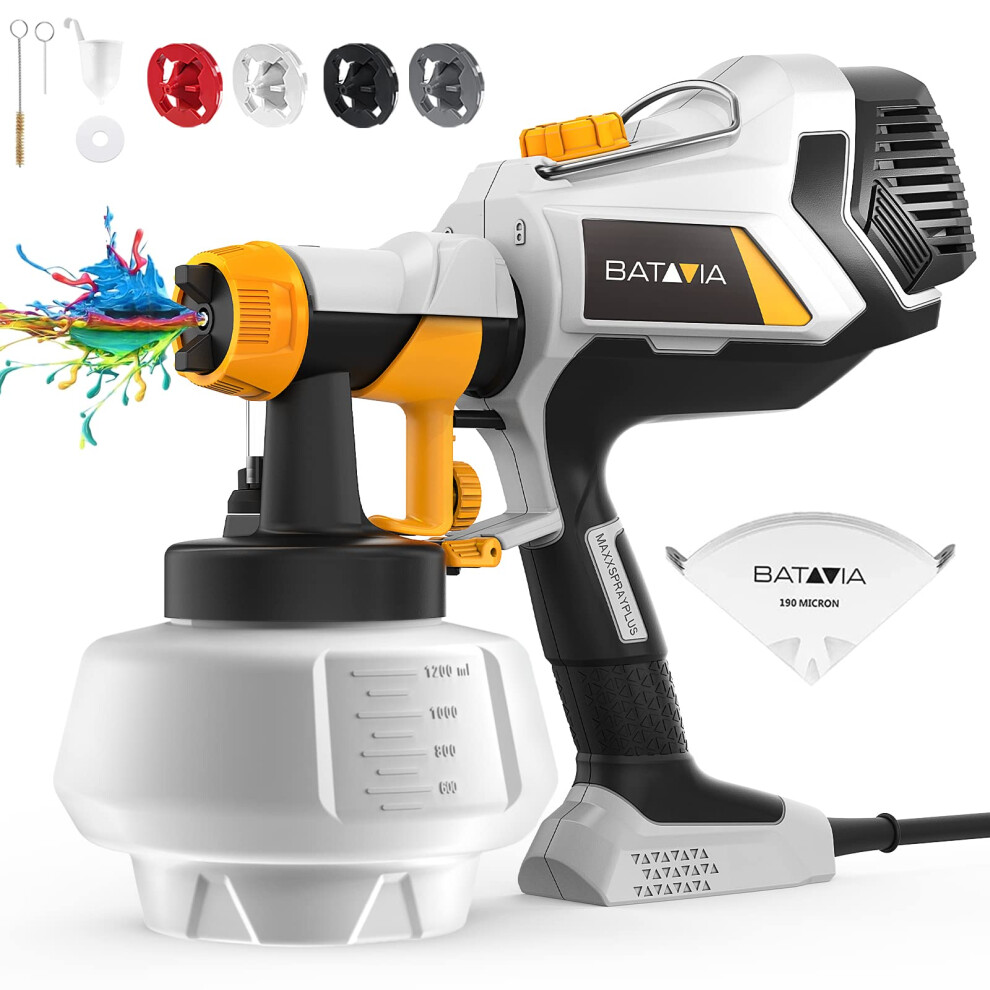 Hvlp Paint Sprayer 700W Power With 1200Ml Tank, 3 Patterns, 4 Nozzles For Home Interior Exterior 9174973492979