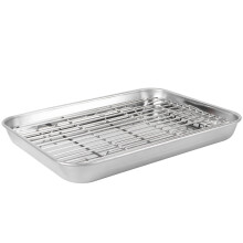 Mirror Finish Silver Baking Sheet with Removable Rack