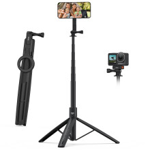 Selfie Stick Tripod for MagSafe with Magnetic Phone Mount, Adapter for GoPro, Adjustable Height for Travel