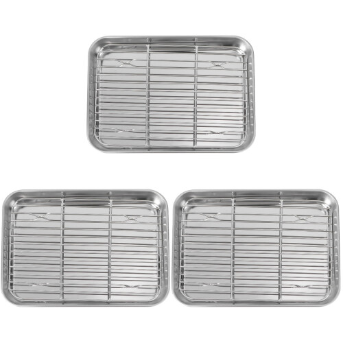 Mirror Finish Silver Baking Sheet with Removable Rack 2