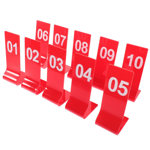 30Pcs Double-Sided Red Acrylic Table Number Markers for Weddings