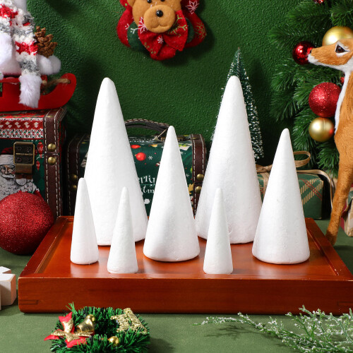 60Pcs White Craft Cones Foam Material for Christmas Tree DIY Projects 1