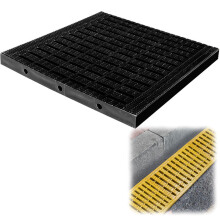 Outdoor Drain Grate 30x30cm Non Slip Heavy Duty Plastic Drain Cover for Yard Garden Black