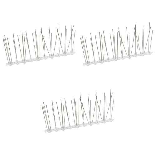 3Pcs Easy-Install Plastic Pigeon Spikes Silver for Bird Protection 2