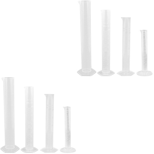 8Pcs Transparent Plastic Test Tubes Measuring Cylinders for Science 2