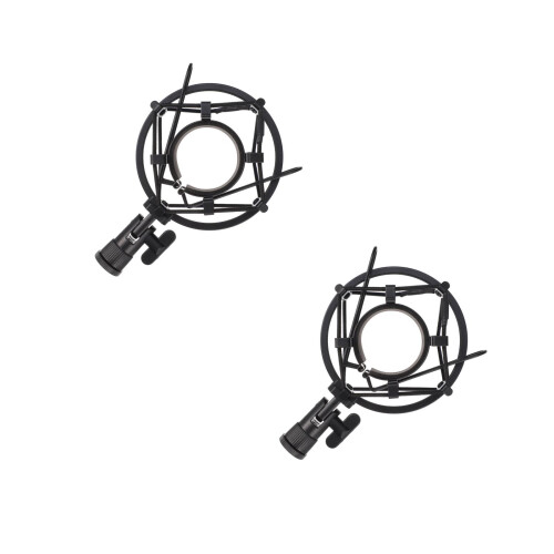 2Pcs Durable Black Metal Mic Suspension Shockproof Mount 2