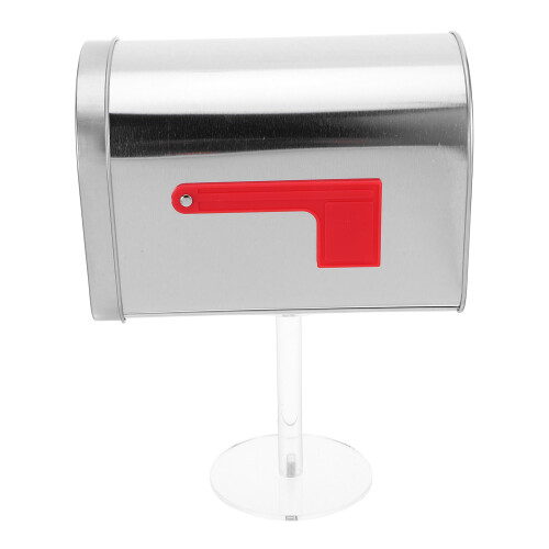 2Pcs Small Silver Metal Mailbox Durable Weatherproof Tip Box Decor 2