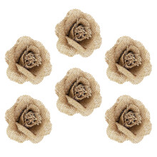 12Pcs Linen Flower Hairpin Clothes Shoes DIY Decor Khaki Burlap Set