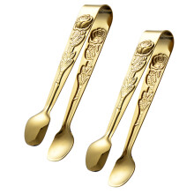 4St Roestvrij Staal Mini Serveertangen Gouden Design