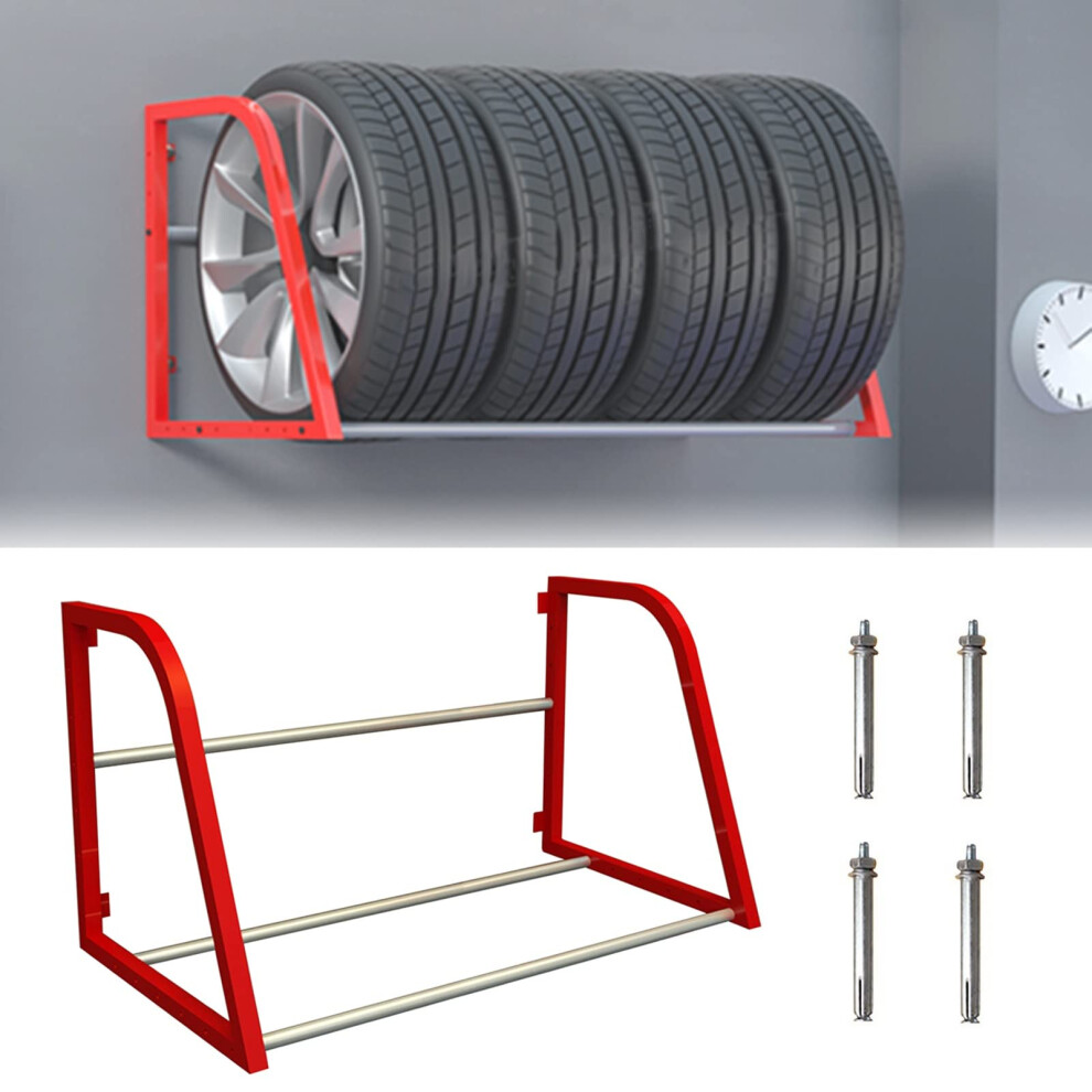 Heavy Duty Wall Mounted Tire Rack For Garage, Holds 4 Tires, 300Kg Capacity, Spacesaving Design 9113335723252